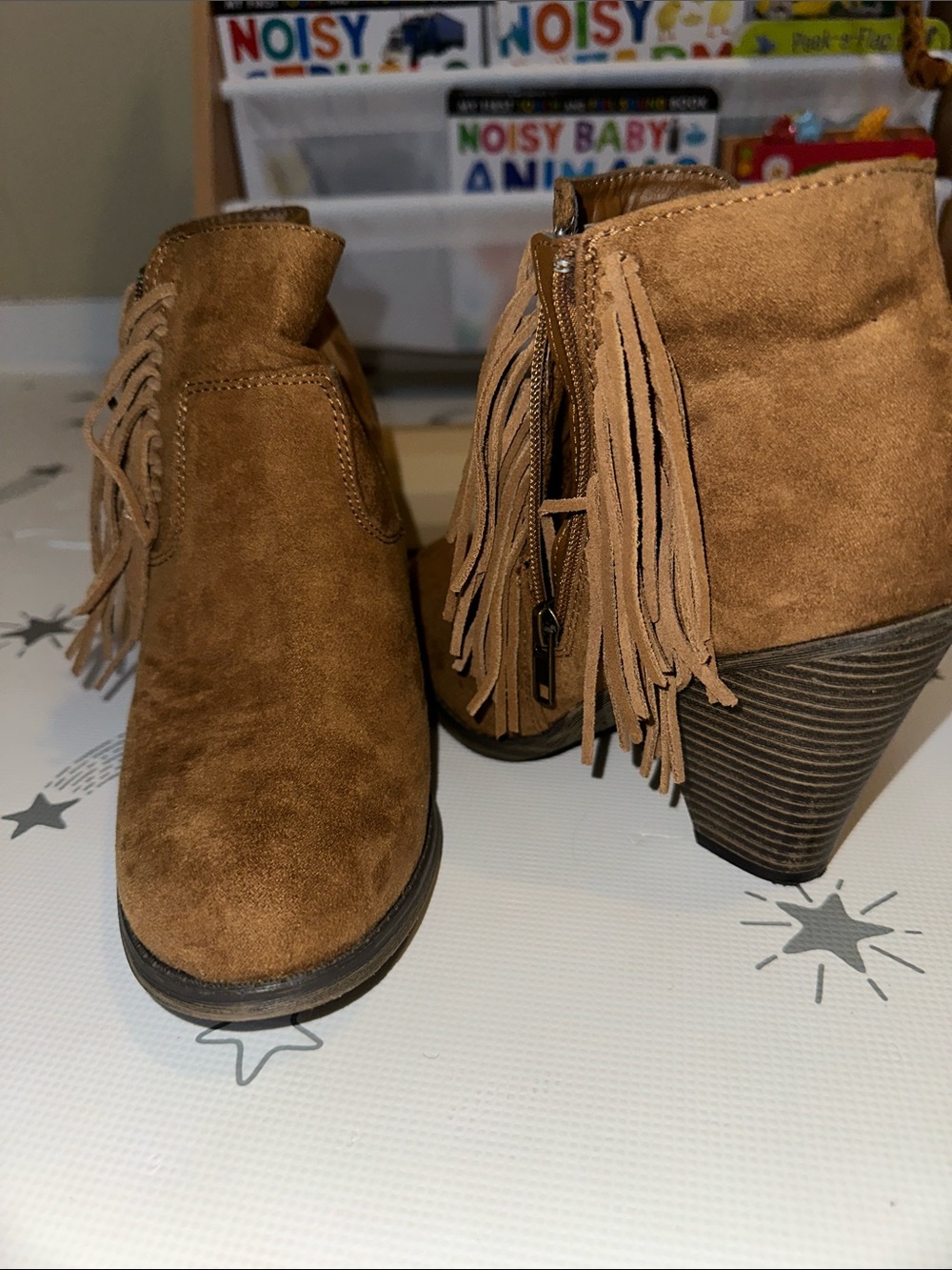 MIA Brown Suede Fringe Ankle Booties